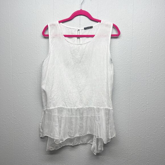 Lungo L'arno Top Womens Small Linen Quiet Luxury Lagenlook Beachy Coastal Boho - Picture 1 of 11